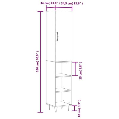 vidaXL Aparador de madera contrachapada roble Sonoma 34,5x34x180 cm