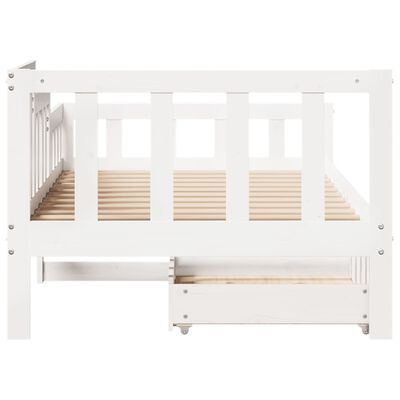 vidaXL Sofá cama con cajones madera maciza de pino blanco 90x200 cm