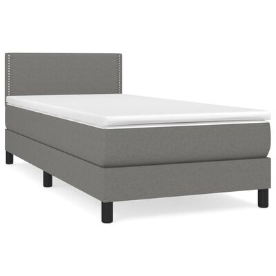 vidaXL Cama box spring con colchón tela gris oscuro 80x200 cm