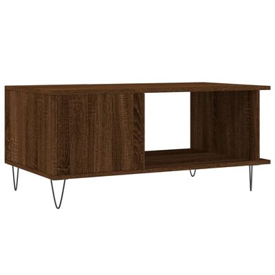 vidaXL Mesa de centro madera contrachapada roble marrón 90x50x40 cm