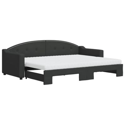 vidaXL Sofá cama nido con colchón tela negro 80x200 cm