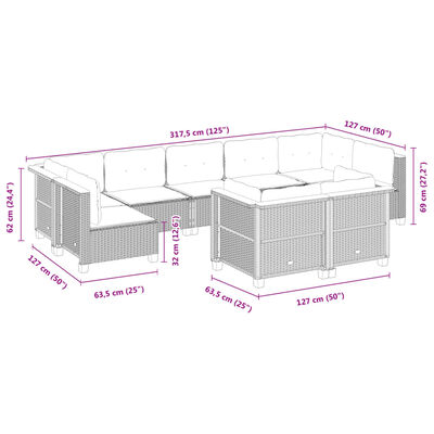 vidaXL Set de muebles de jardín 9 pzas y cojines ratán sintético gris