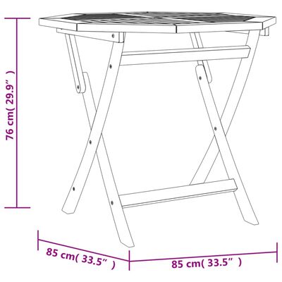 vidaXL Mesa de jardín plegable madera de teca maciza 85x85x76 cm