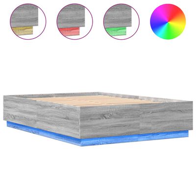 vidaXL Estructura cama con luces LED madera gris Sonoma 140x200 cm