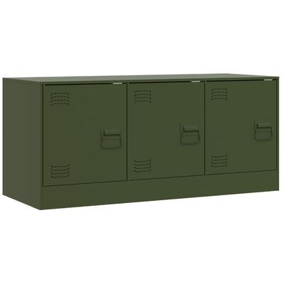 vidaXL Mueble de TV de acero verde oliva 99x39x44 cm