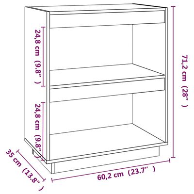 vidaXL Estantería madera maciza de pino gris 60x35x71 cm