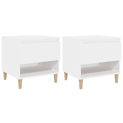 vidaXL Mesitas de noche 2 uds madera contrachapada blanco 50x46x50 cm