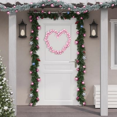 vidaXL Corona de bolas de Navidad poliestireno rosa 175 cm