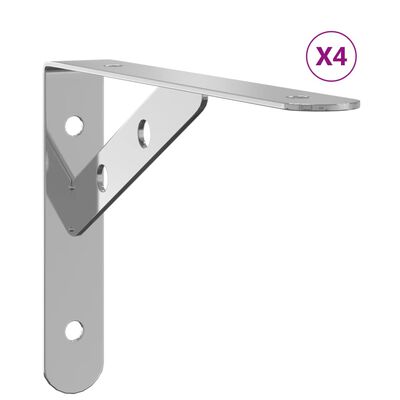 vidaXL Soportes de estante 4 uds acero inoxidable plata 20x2,5x14 cm