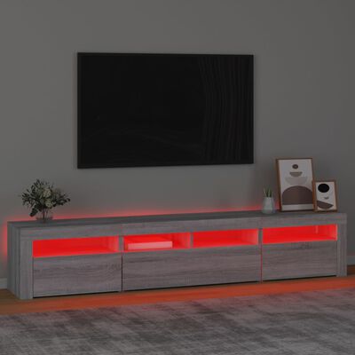 vidaXL Mueble de TV con luces LED gris Sonoma 210x35x40 cm