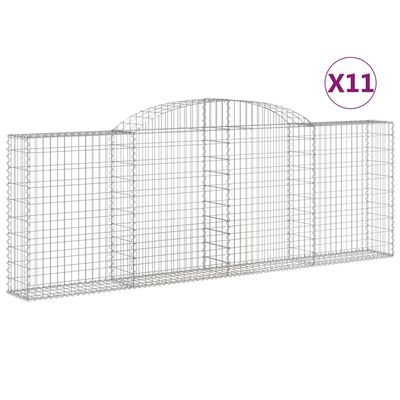 vidaXL Cestas de gaviones 11 uds forma arco hierro 300x30x100/120 cm