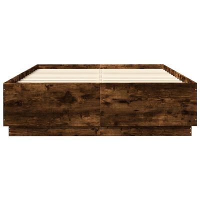 vidaXL Estructura cama con luces LED madera roble ahumado 150x200 cm