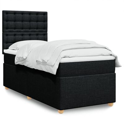 vidaXL Cama box spring con colchón tela negro 100x200 cm