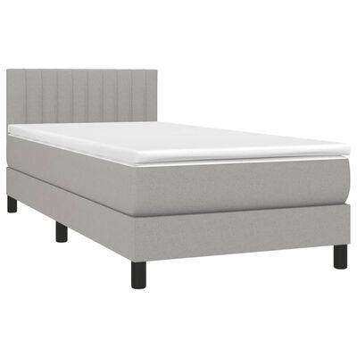 vidaXL Cama box spring con colchón tela gris claro 100x200 cm