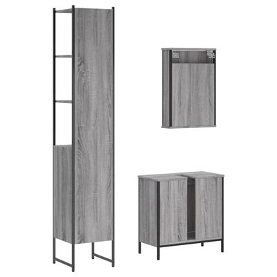 vidaXL Set de muebles de baño 3 pzas madera contrachapada gris sonoma