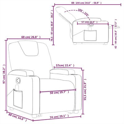 vidaXL Sillón de masaje reclinable de pie de tela gris claro