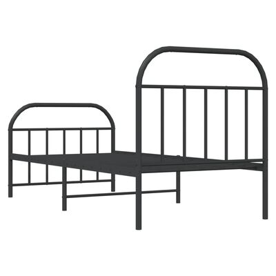 vidaXL Estructura cama sin colchón con estribo metal negro 90x200 cm