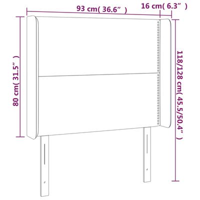 vidaXL Cabecero con orejas de tela gris oscuro 93x16x118/128 cm