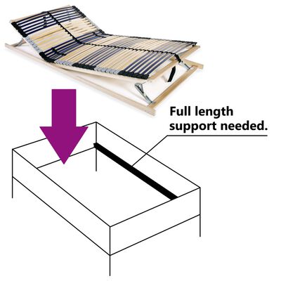 vidaXL Somier de láminas sin colchón con 42 listones 7 zonas 100x200cm