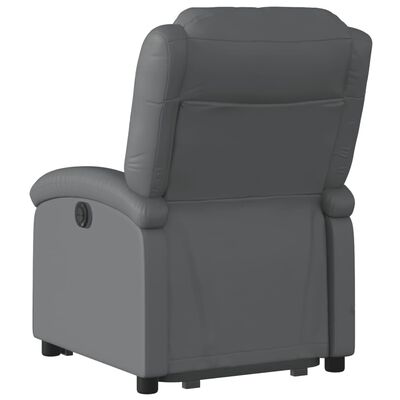 vidaXL Sillón reclinable elevable eléctrico de cuero sintético gris