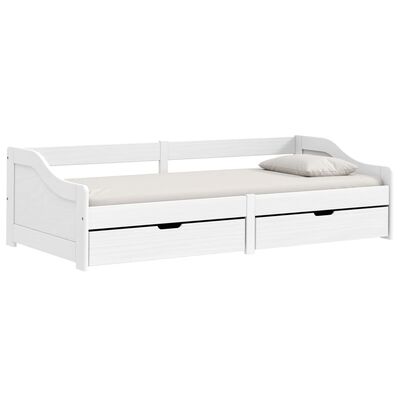 vidaXL Sofá cama con 2 cajones madera maciza pino blanca IRUN 90x200cm