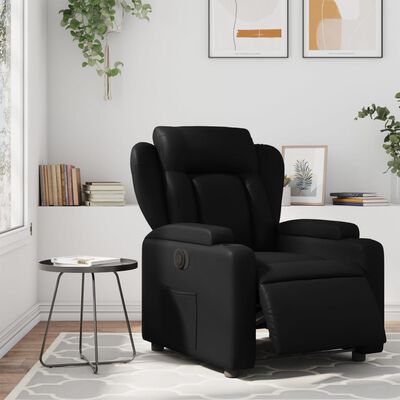 vidaXL Sillón reclinable eléctrico de cuero sintético negro