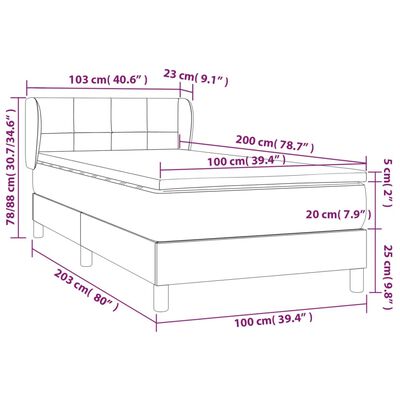 vidaXL Cama box spring con colchón terciopelo negro 100x200 cm