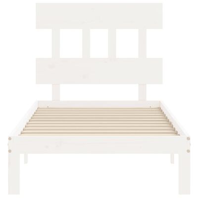 vidaXL Estructura de cama con cabecero madera maciza blanco