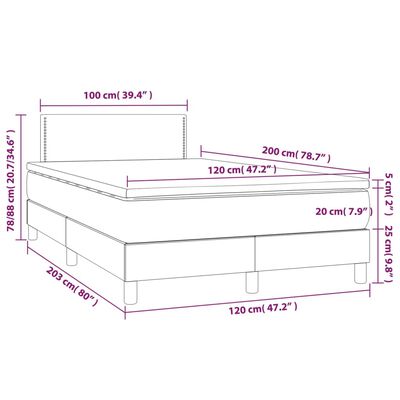 vidaXL Cama box spring con colchón cuero sintético capuchino 120x200cm