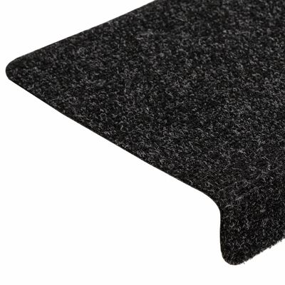 vidaXL Alfombrillas de escalera 5 unidades negro 65x21x4 cm