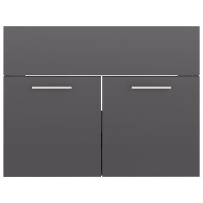 vidaXL Juego de muebles de baño madera de ingeniería gris brillo