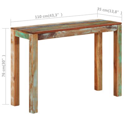 vidaXL Mesa consola de madera maciza reciclada 110x35x76 cm