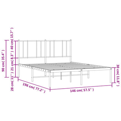 vidaXL Estructura cama sin colchón con cabecero metal negro 140x190 cm