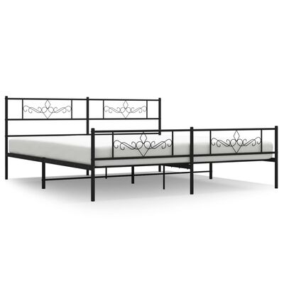 vidaXL Estructura cama sin colchón con estribo metal negro 193x203 cm