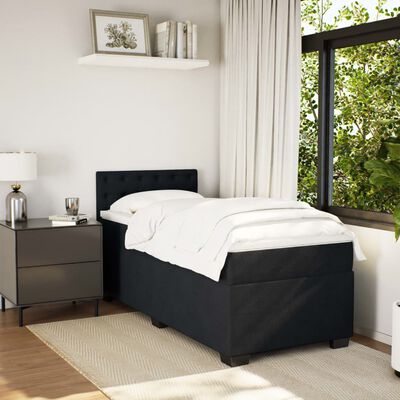 vidaXL Cama box spring con colchón terciopelo negro 100x200 cm