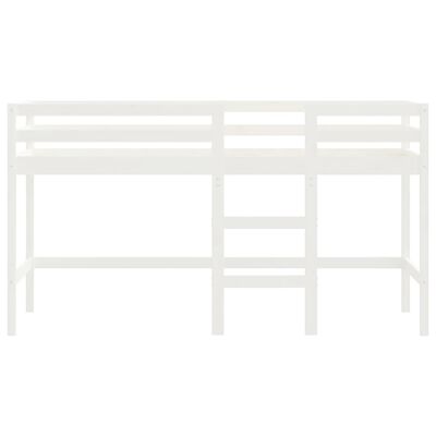 vidaXL Cama alta de niños escalera madera maciza pino blanco 90x200 cm