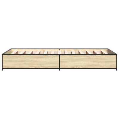 vidaXL Estructura cama madera ingeniería metal roble Sonoma 90x190 cm