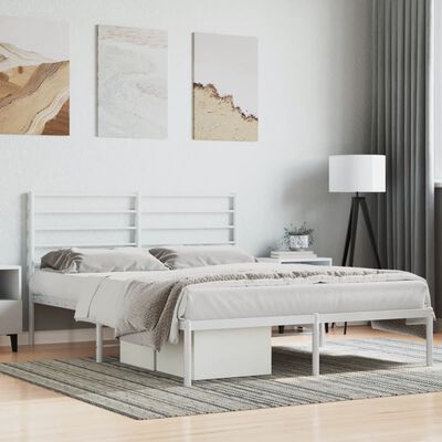 vidaXL Estructura cama sin colchón con cabecero metal blanco 135x190cm