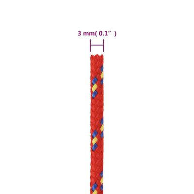 vidaXL Cuerda de barco polipropileno rojo 3 mm 50 m