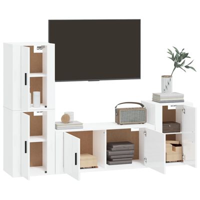 vidaXL Set de muebles de TV 4 pzas madera contrachapada blanco brillo