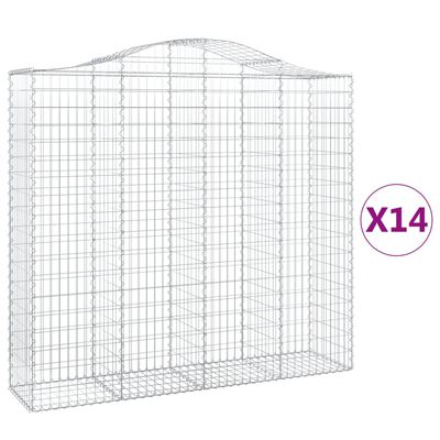 vidaXL Cestas gaviones 14 uds forma de arco hierro 200x50x180/200 cm