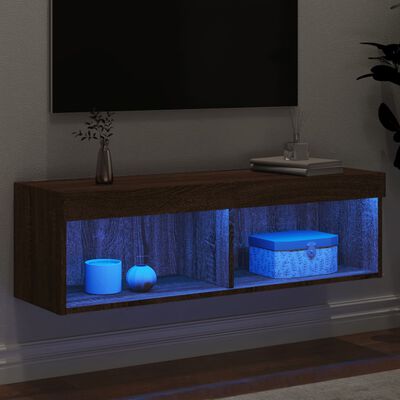 vidaXL Mueble para TV con luces LED roble marrón 100x30x30 cm