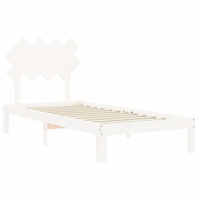 vidaXL Estructura de cama con cabecero madera maciza blanco