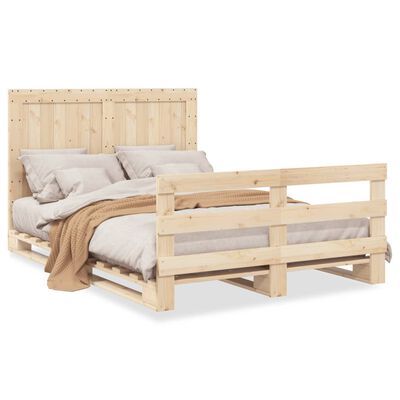 vidaXL Estructura de cama con cabecero madera maciza pino 140x200 cm