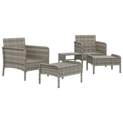 vidaXL Set de muebles de jardín 5 pzas y cojines ratán sintético gris