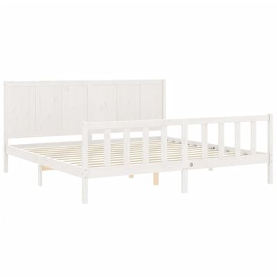 vidaXL Estructura cama de matrimonio con cabecero madera maciza blanco