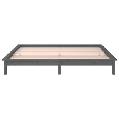 vidaXL Estructura de cama con LED madera maciza gris 160x200 cm