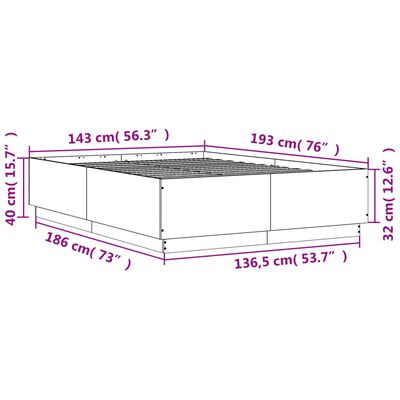 vidaXL Estructura cama con luces LED madera gris Sonoma 140x190 cm