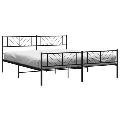 vidaXL Estructura cama sin colchón con estribo metal negro 193x203 cm