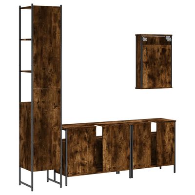 vidaXL Set de muebles baño 4 pzas madera contrachapada roble ahumado